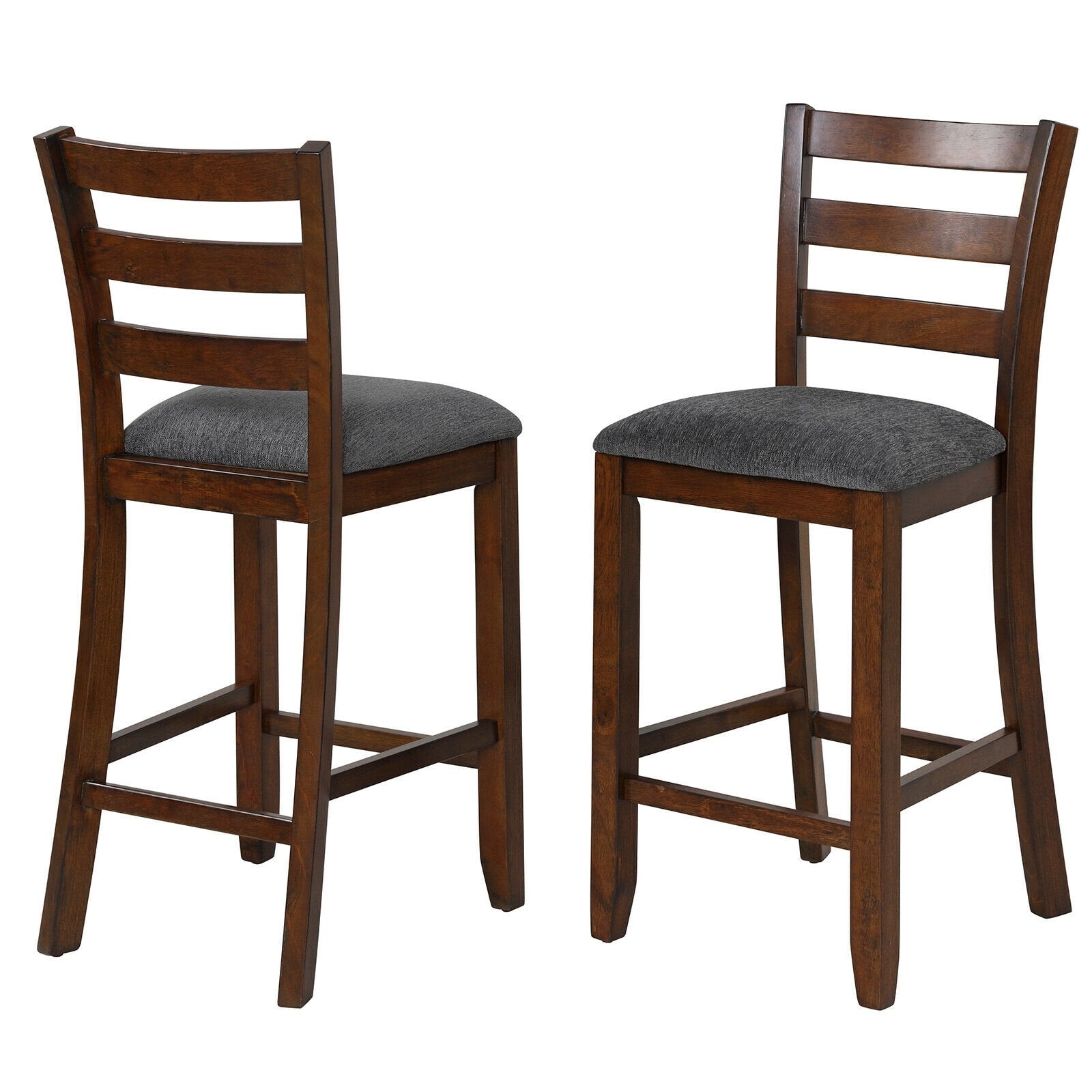 2 Pieces Counter Height Chairs with Fabric Seat and Rubber Wood Legs, Brown Bar Stools   at Gallery Canada