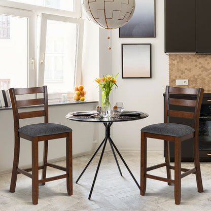 2 Pieces Counter Height Chairs with Fabric Seat and Rubber Wood Legs, Brown Bar Stools   at Gallery Canada