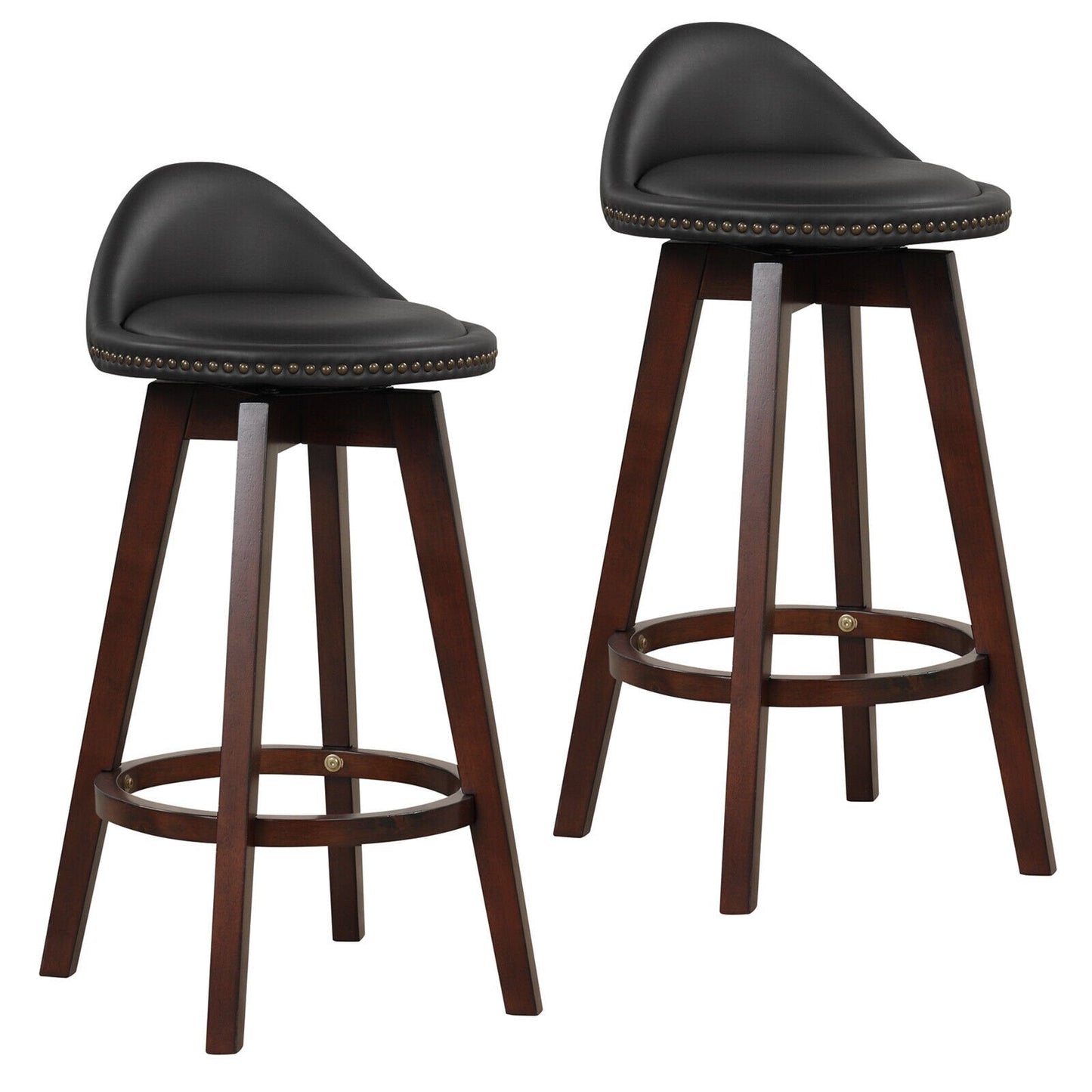 2 Pieces Cushioned Swivel Bar Stool Set with Low Back, Black Bar Stools   at Gallery Canada