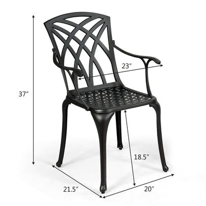 2 Pieces Durable Aluminum Dining Chairs Set with Armrests, Black Patio Dining Chairs   at Gallery Canada