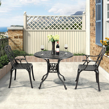 2 Pieces Durable Aluminum Dining Chairs Set with Armrests, Black Patio Dining Chairs   at Gallery Canada