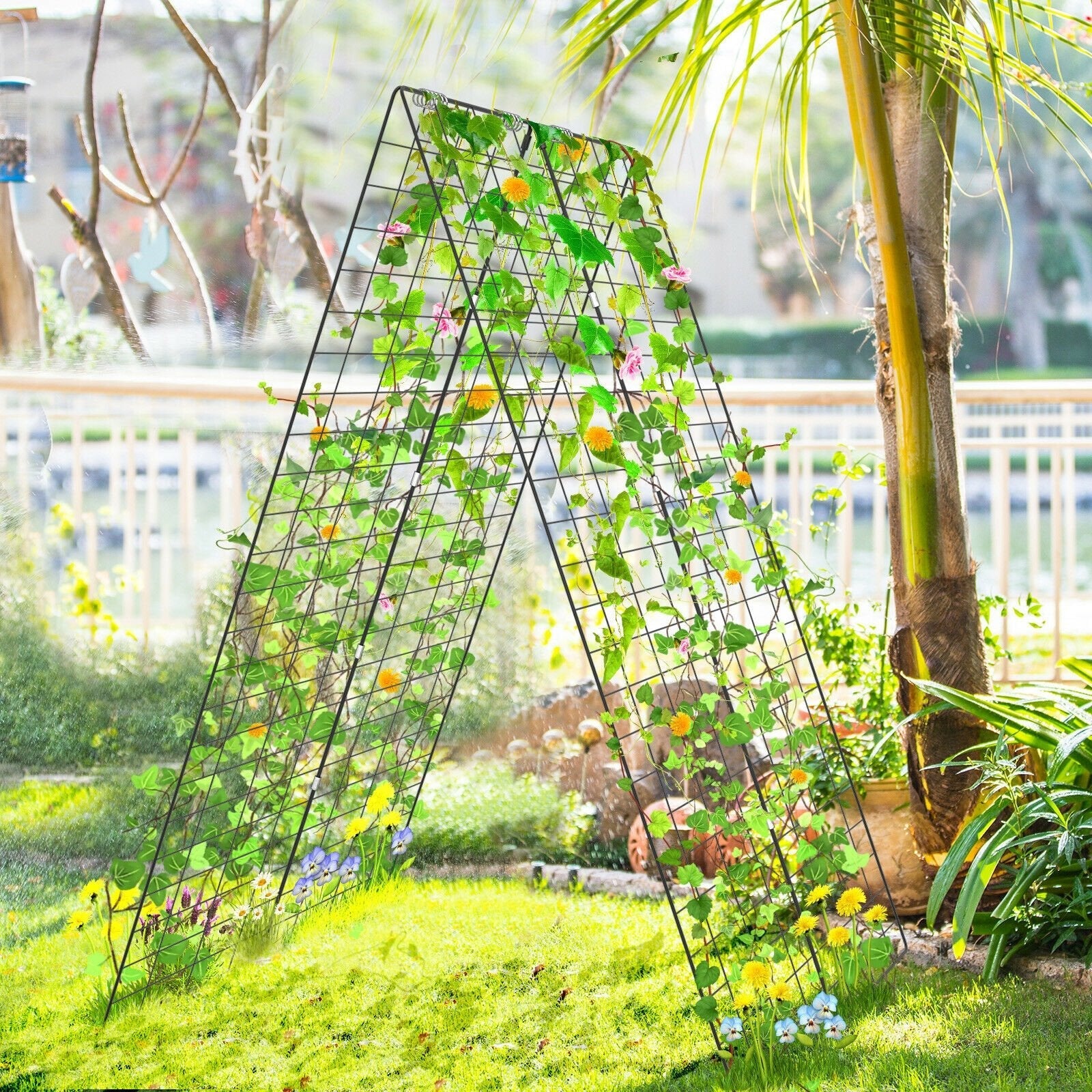 2 Pieces Foldable  A-Frame Trellis Plant Supports with Twist Ties, Green Plant Stands   at Gallery Canada