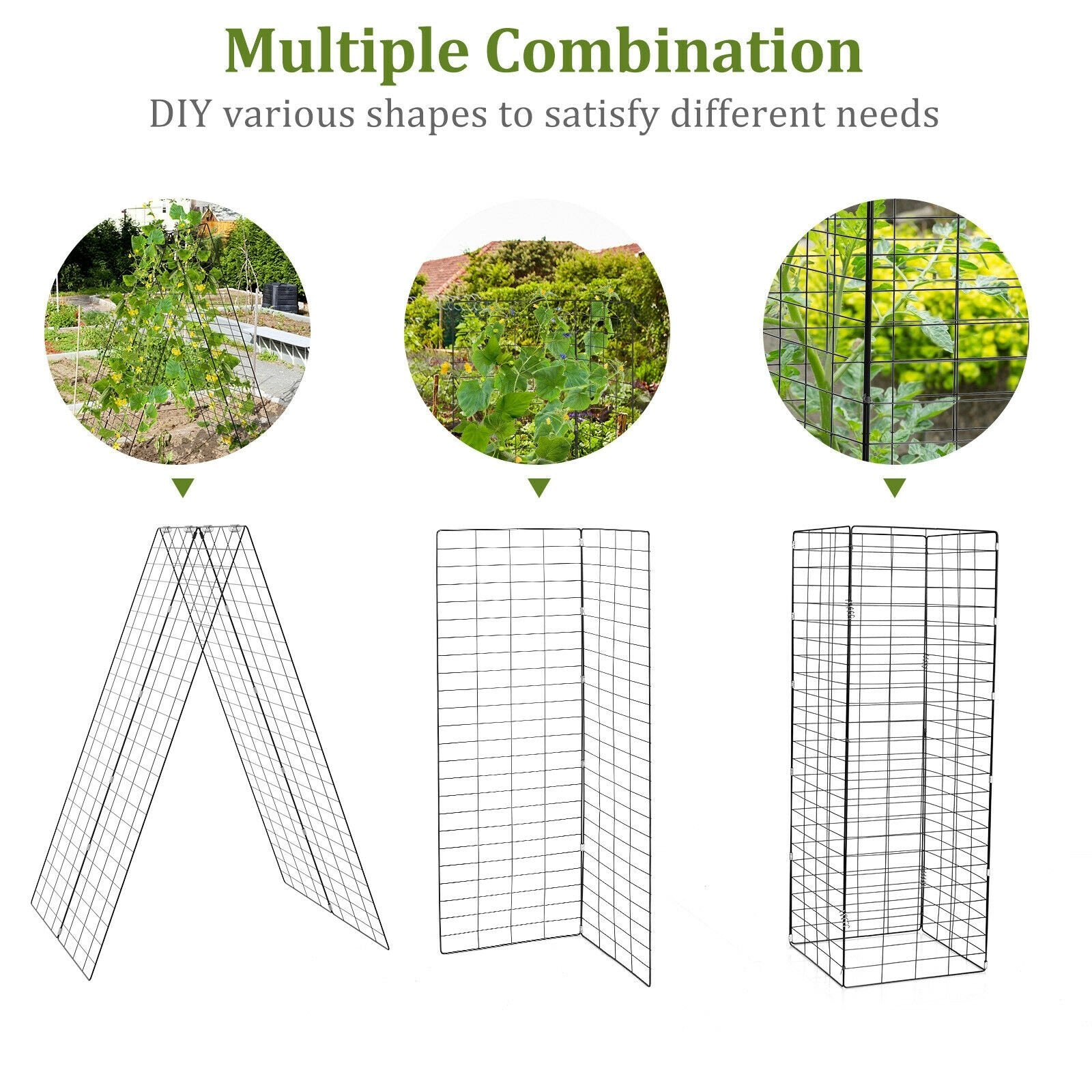 2 Pieces Foldable  A-Frame Trellis Plant Supports with Twist Ties, Green Plant Stands   at Gallery Canada