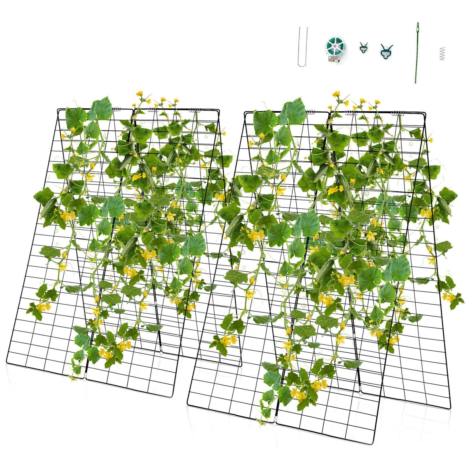 2 Pieces Foldable  A-Frame Trellis Plant Supports with Twist Ties, Green Plant Stands   at Gallery Canada