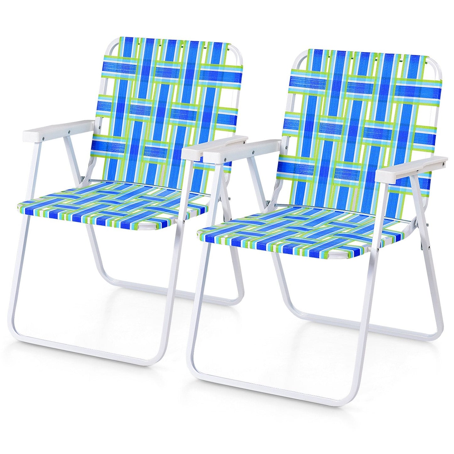 2 Pieces Folding Beach Chair Camping Lawn Webbing Chair, Blue Beach & Lawn Chairs   at Gallery Canada