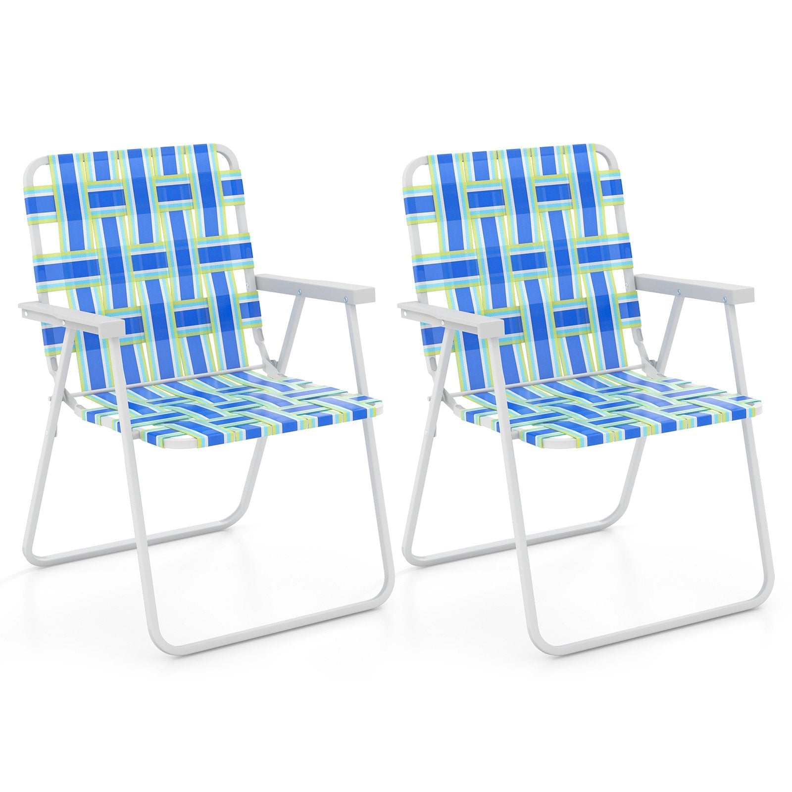 2 Pieces Folding Beach Chair Camping Lawn Webbing Chair, Blue Beach & Lawn Chairs   at Gallery Canada