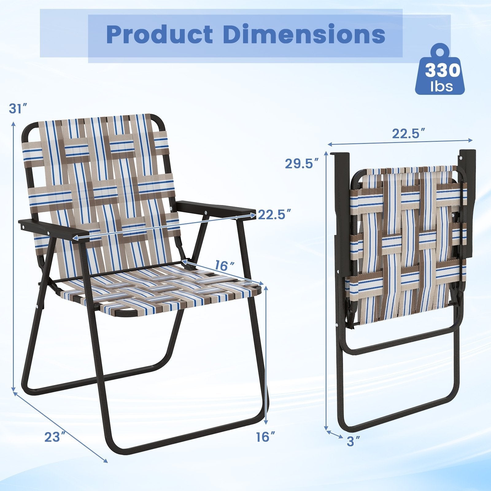 2 Pieces Folding Beach Chair Camping Lawn Webbing Chair-Cofee, Coffee Beach & Lawn Chairs   at Gallery Canada