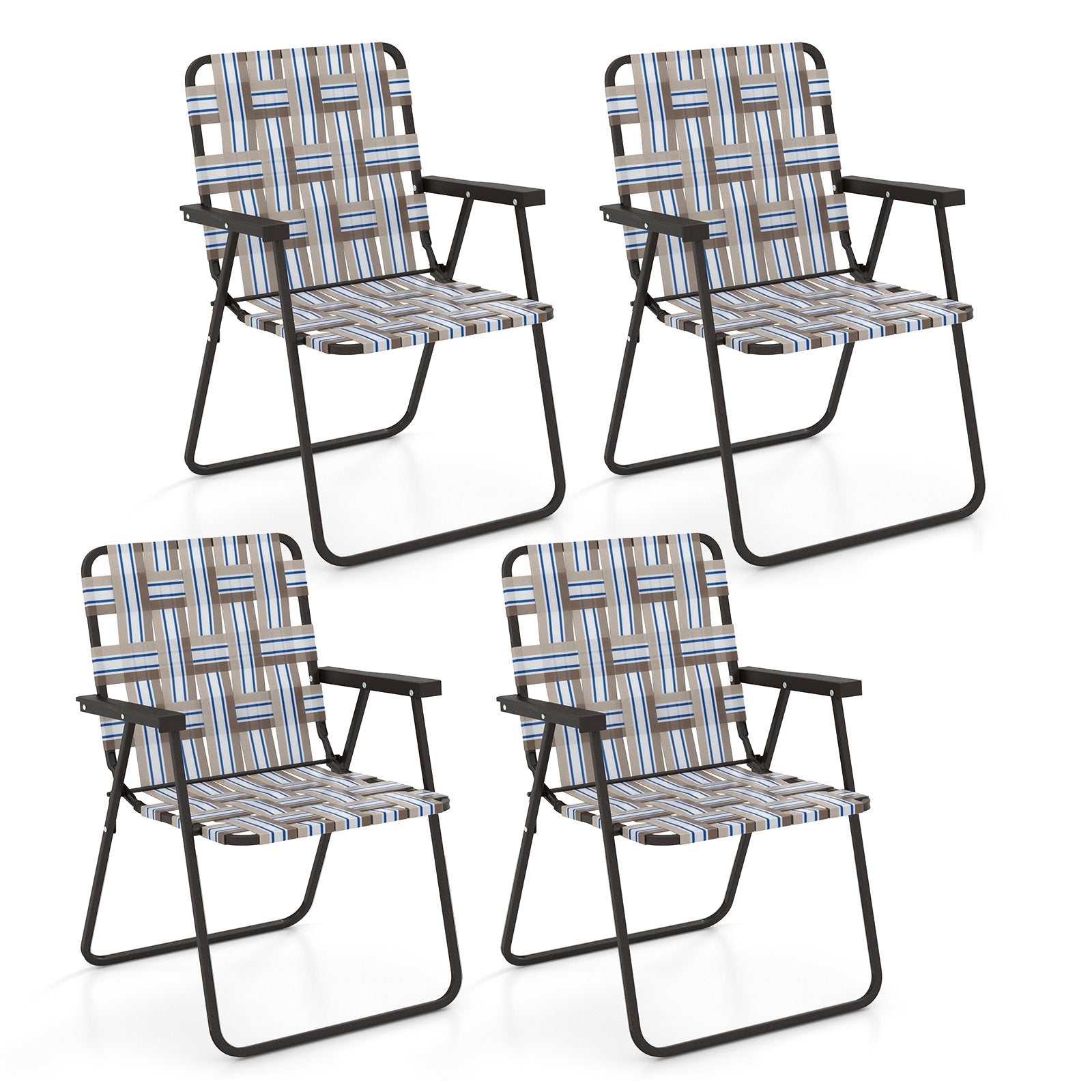 2 Pieces Folding Beach Chair Camping Lawn Webbing Chair-Cofee, Coffee Beach & Lawn Chairs   at Gallery Canada