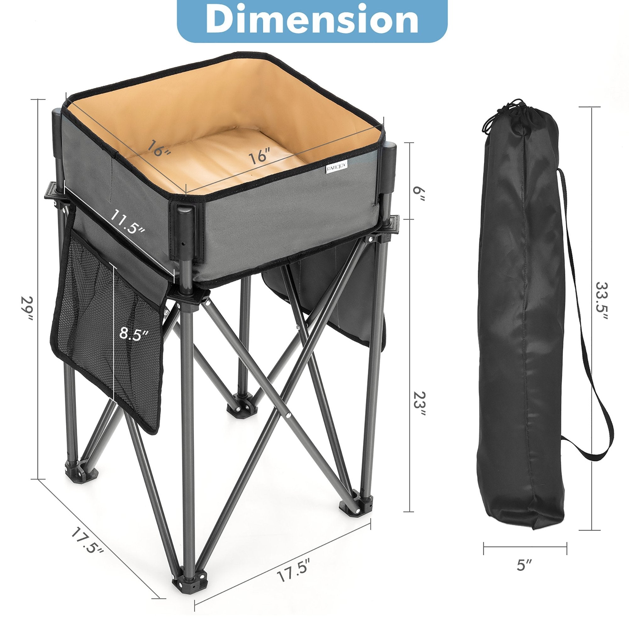 2 Pieces Folding Camping Tables with Large Capacity Storage Sink for Picnic, Black Camping Furniture   at Gallery Canada