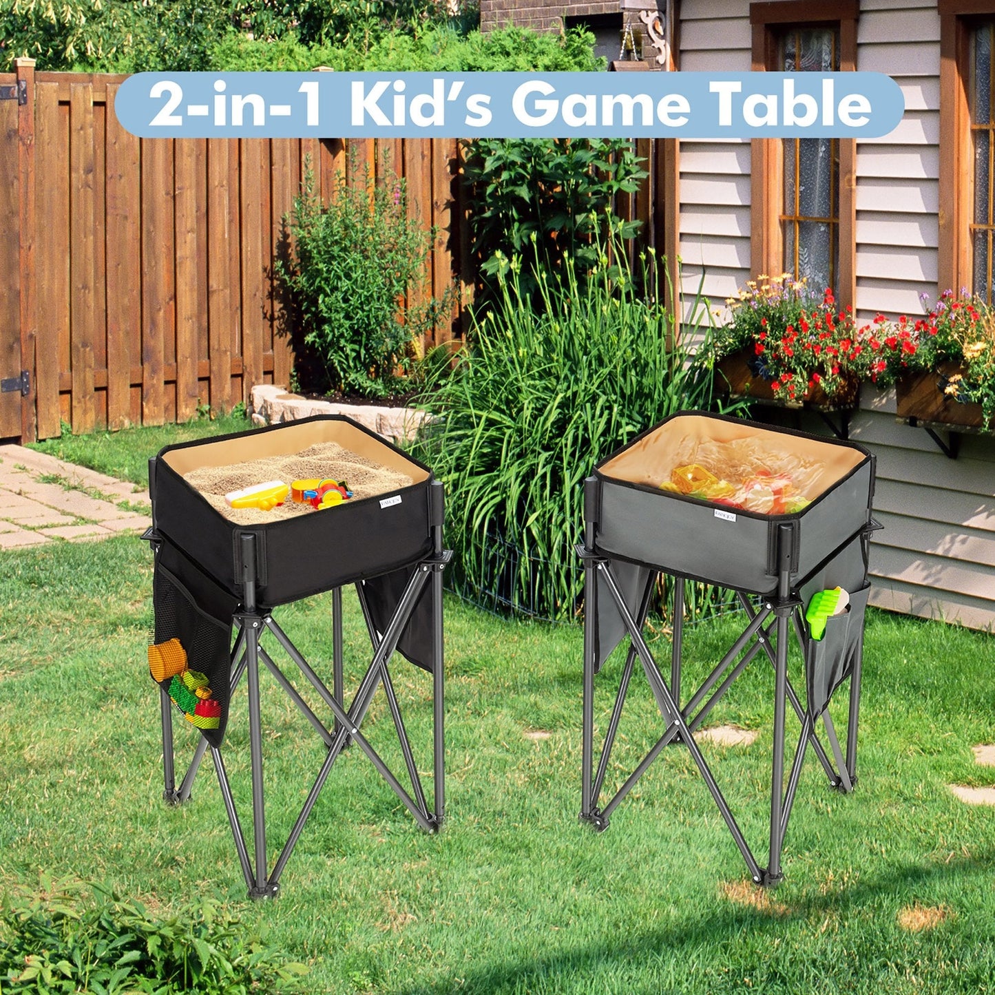 2 Pieces Folding Camping Tables with Large Capacity Storage Sink for Picnic, Black Camping Furniture   at Gallery Canada