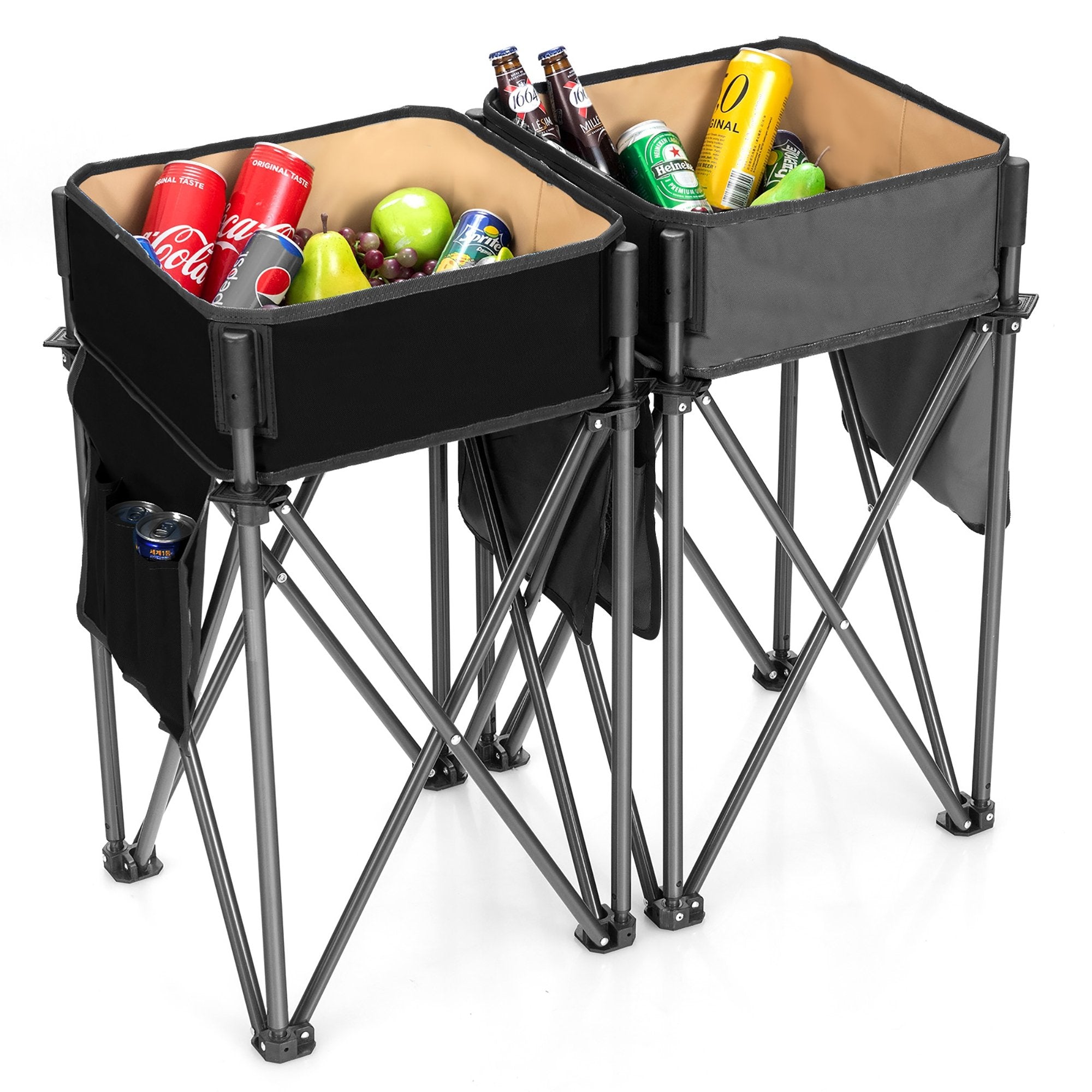 2 Pieces Folding Camping Tables with Large Capacity Storage Sink for Picnic, Black Camping Furniture   at Gallery Canada