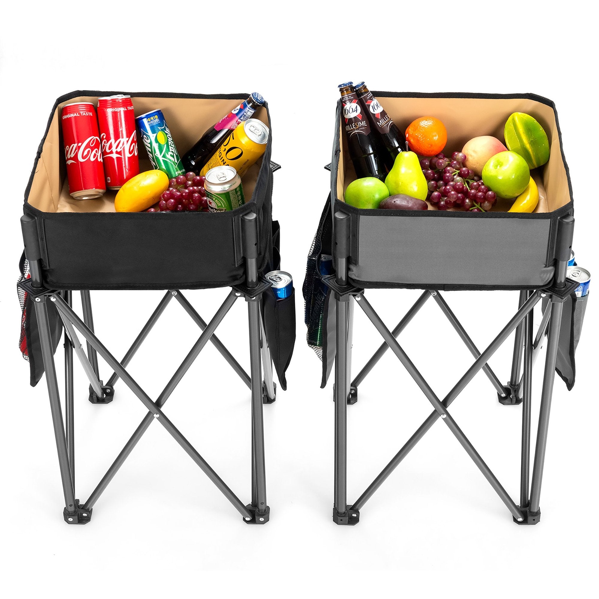 2 Pieces Folding Camping Tables with Large Capacity Storage Sink for Picnic, Black Camping Furniture   at Gallery Canada