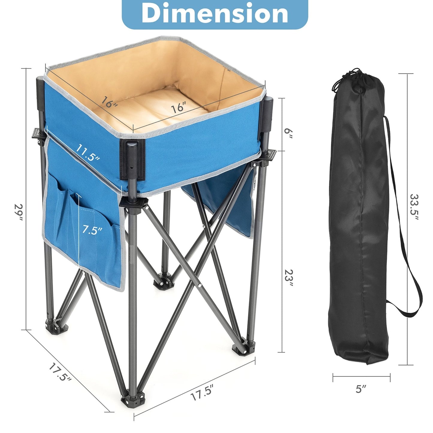 2 Pieces Folding Camping Tables with Large Capacity Storage Sink for Picnic, Blue Camping Furniture   at Gallery Canada