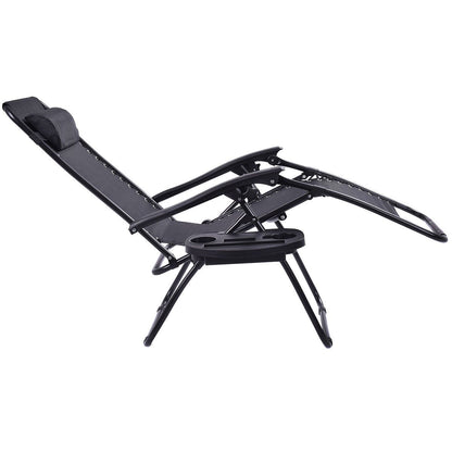 2 Pieces Folding Lounge Chair with Zero Gravity - Black, Black Beach & Lawn Chairs   at Gallery Canada