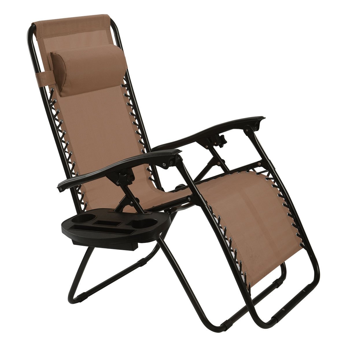 2 Pieces Folding Lounge Chair with Zero Gravity, Brown Beach & Lawn Chairs   at Gallery Canada