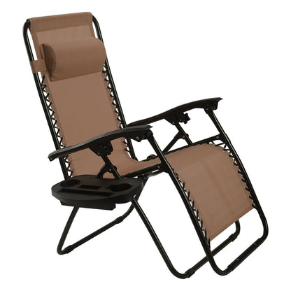 2 Pieces Folding Lounge Chair with Zero Gravity, Brown Beach & Lawn Chairs   at Gallery Canada