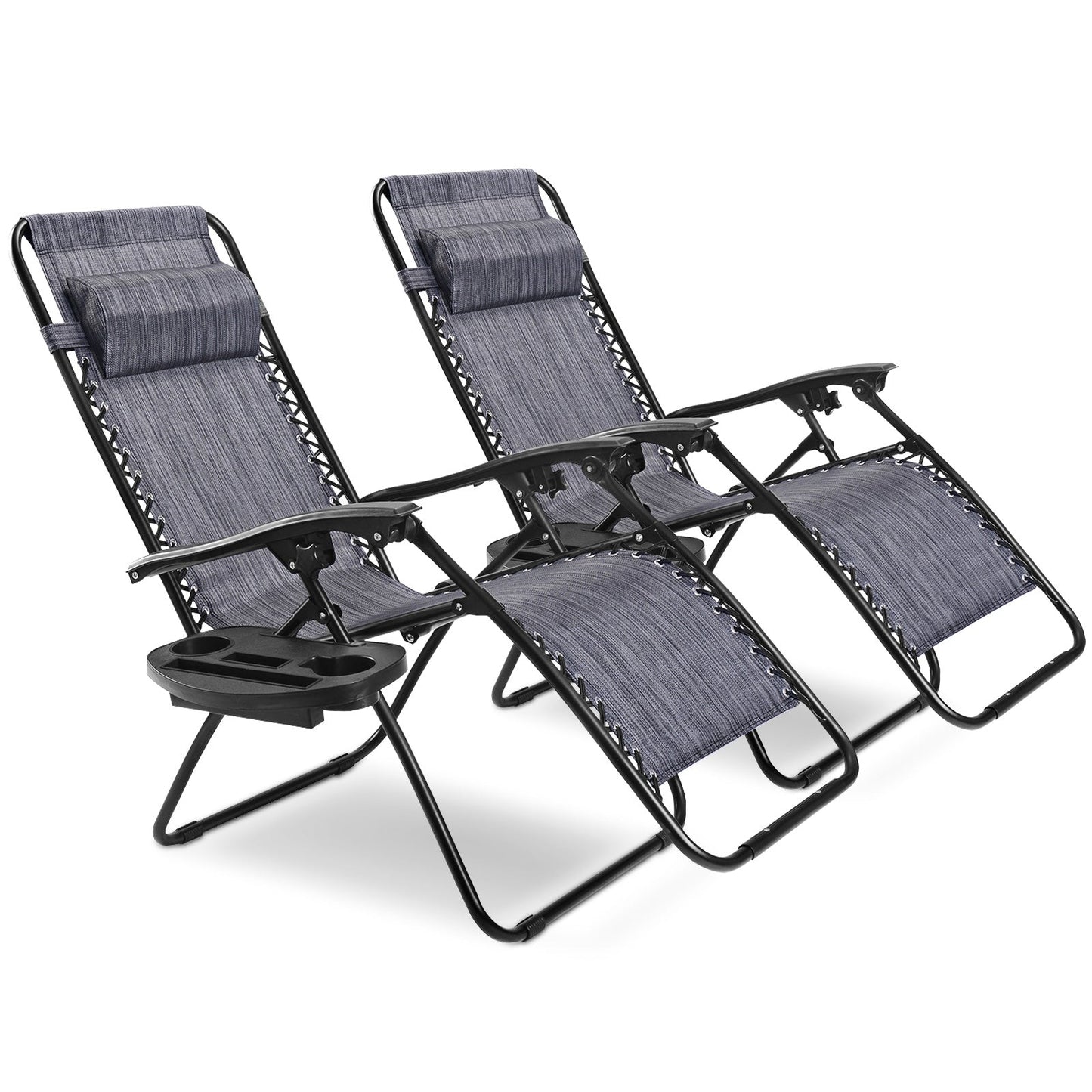 2 Pieces Folding Lounge Chair with Zero Gravity, Gray Beach & Lawn Chairs Gray  at Gallery Canada