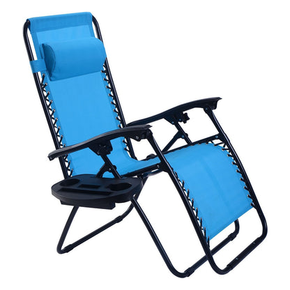 2 Pieces Folding Lounge Chair with Zero Gravity, Light Blue Beach & Lawn Chairs   at Gallery Canada