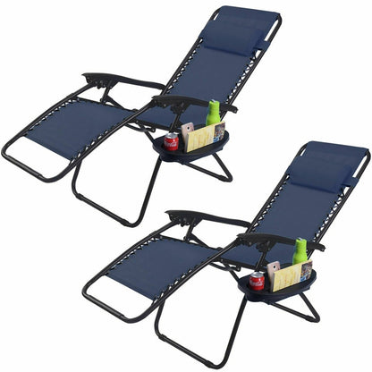 2 Pieces Folding Lounge Chair with Zero Gravity, Navy Beach & Lawn Chairs   at Gallery Canada