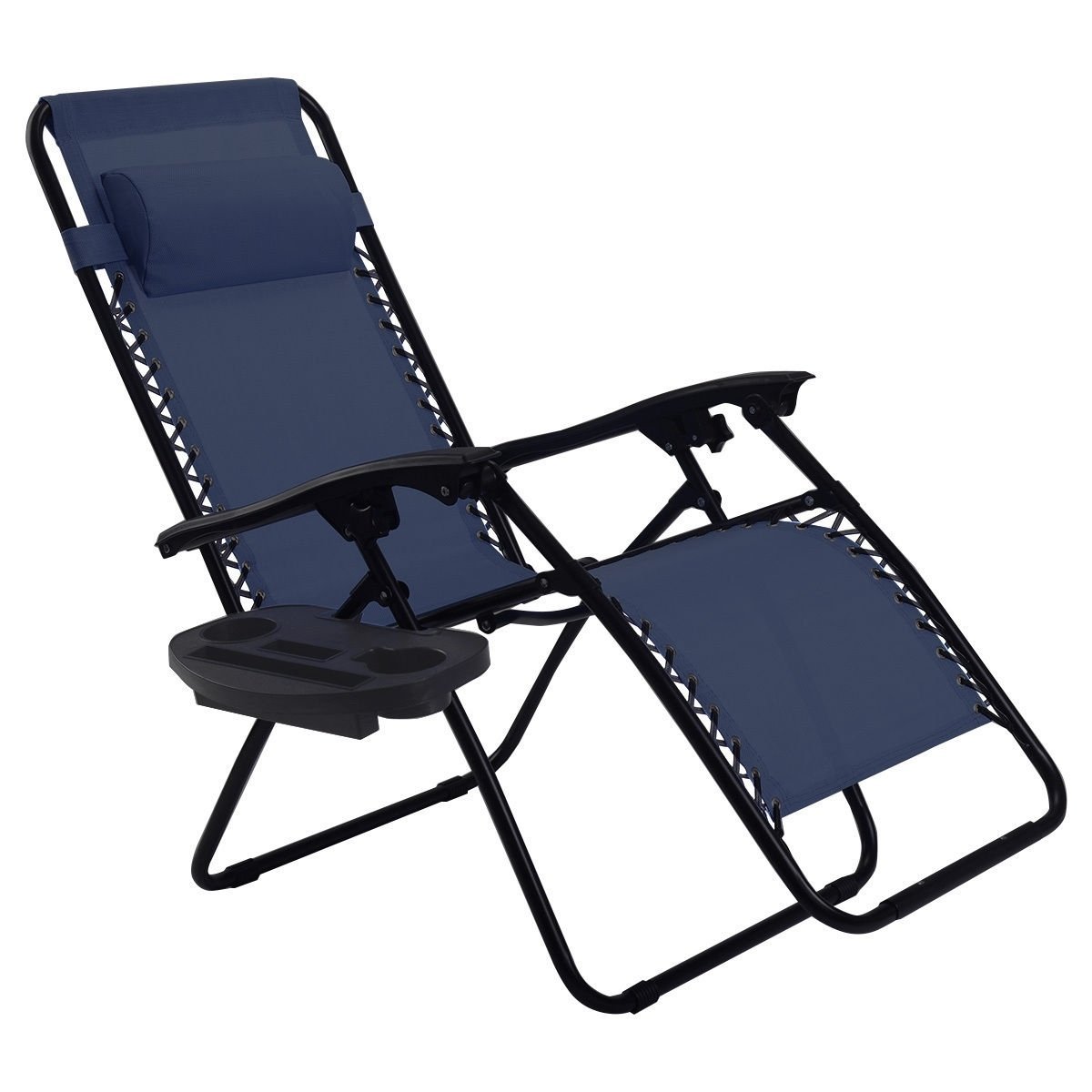 2 Pieces Folding Lounge Chair with Zero Gravity, Navy Beach & Lawn Chairs   at Gallery Canada