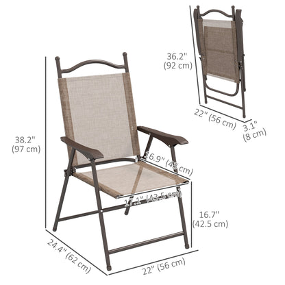 2 Pieces Folding Patio Camping Chairs Set, Sports Chairs for Adults with Armrest, Mesh Fabric Seat for Lawn Patio Chairs   at Gallery Canada