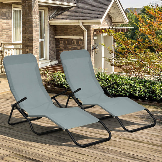 2 Pieces Folding Portable Patio Chaise Lounger with Rocking Design, Light Green Outdoor Chaise Lounges   at Gallery Canada