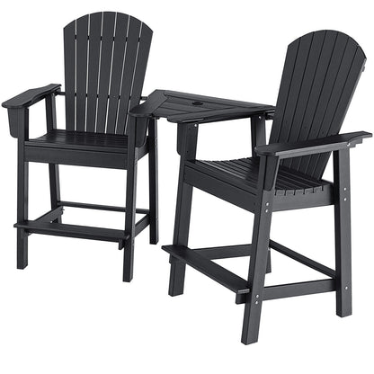 2 Pieces HDPE Tall Adirondack Chair with Middle Connecting Tray, Black Adirondack Chairs   at Gallery Canada