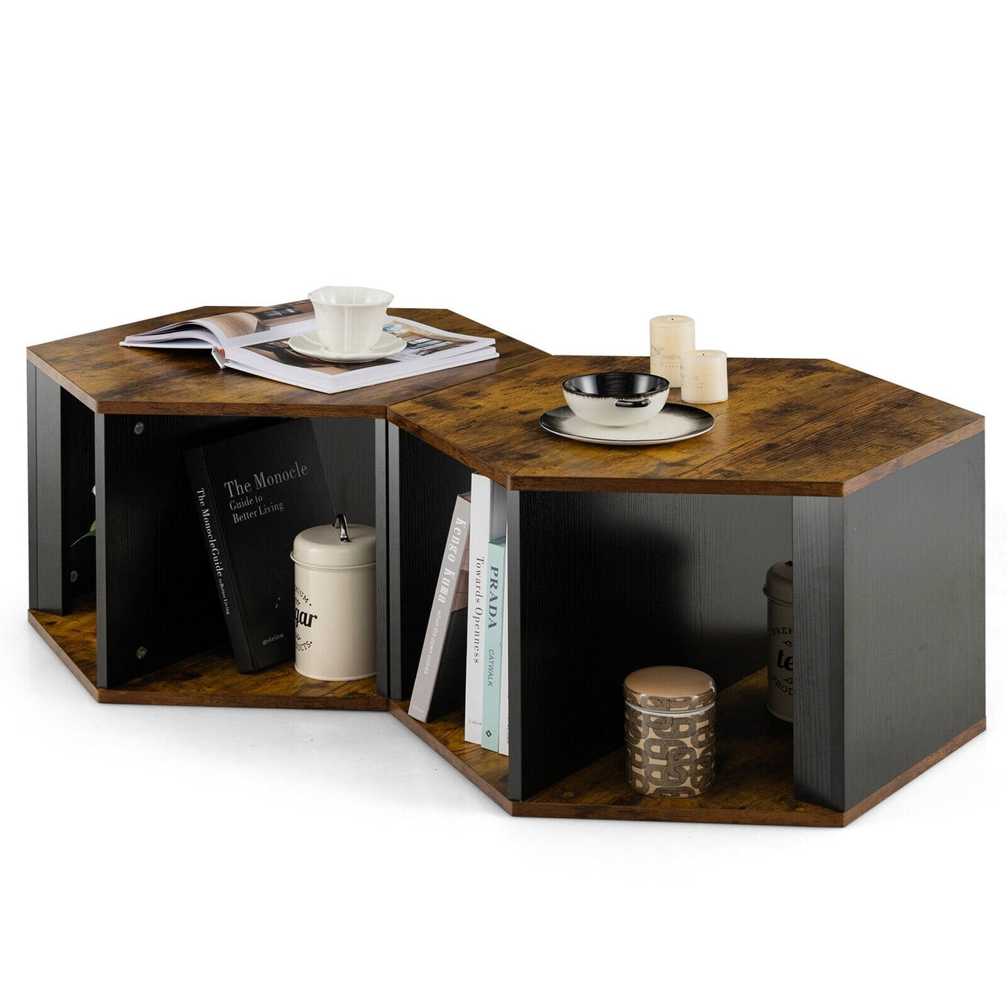 2 Pieces Hexagonal Side End Table for Living Office Coffee Room, Coffee End & Side Tables   at Gallery Canada