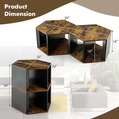 2 Pieces Hexagonal Side End Table for Living Office Coffee Room, Coffee End & Side Tables   at Gallery Canada