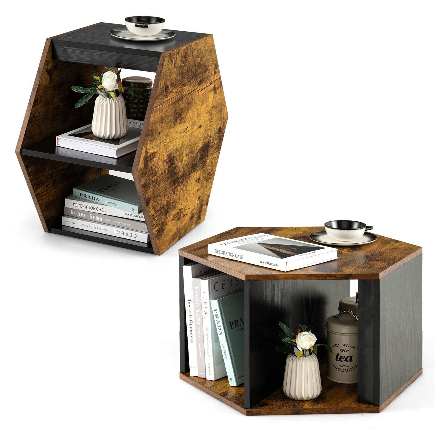 2 Pieces Hexagonal Side End Table for Living Office Coffee Room, Coffee End & Side Tables   at Gallery Canada