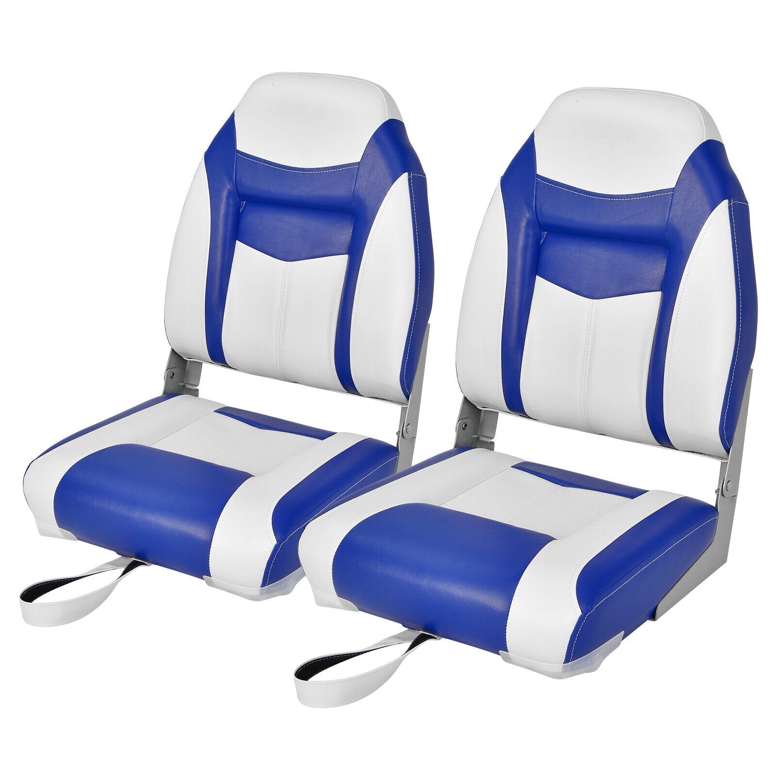 2 Pieces High Back Folding Boat Seat Set with Sponge Cushion, Blue Water Sports   at Gallery Canada