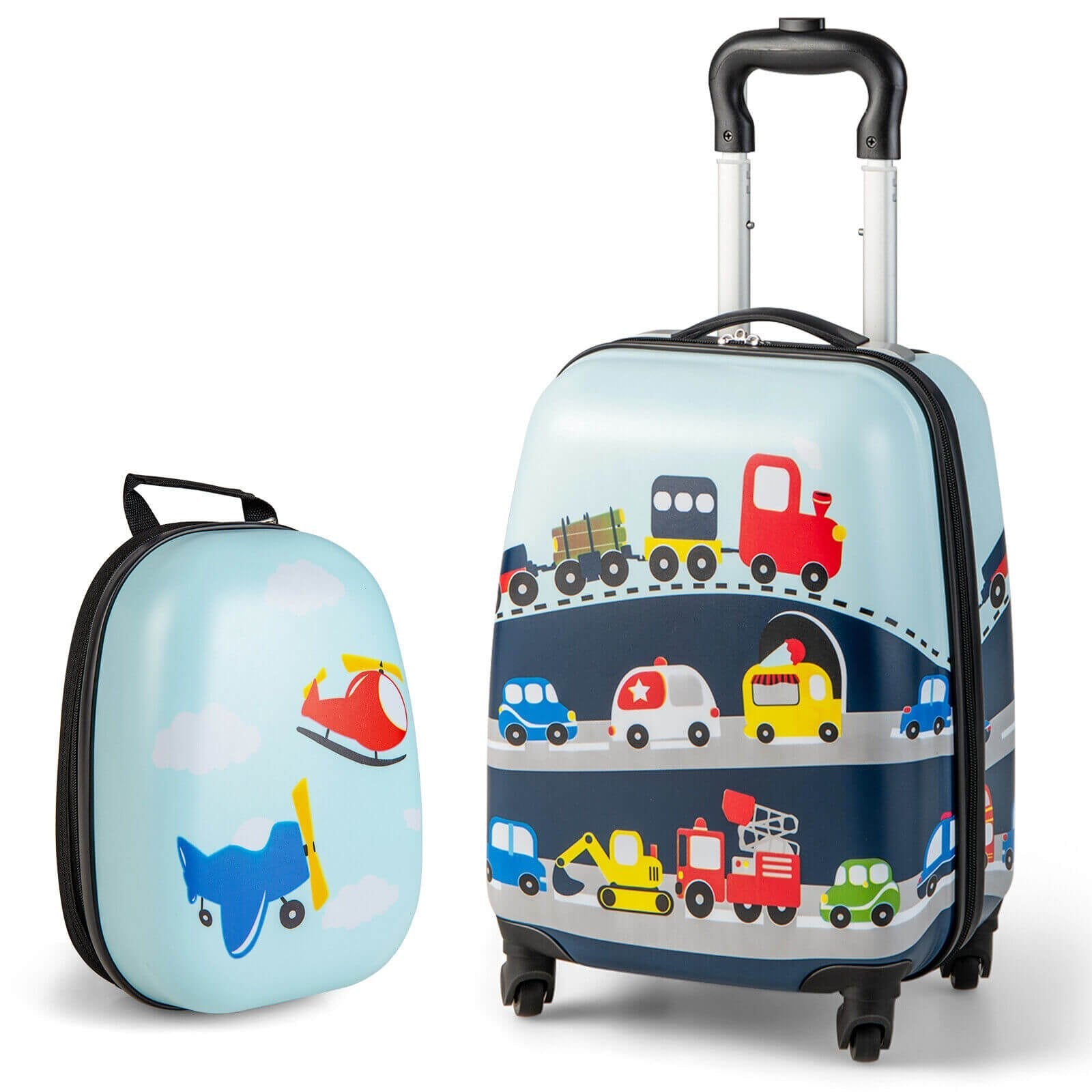 2 Pieces Kids Carry-on Luggage Set with 12 Inch Backpack, Blue Kids Luggage   at Gallery Canada