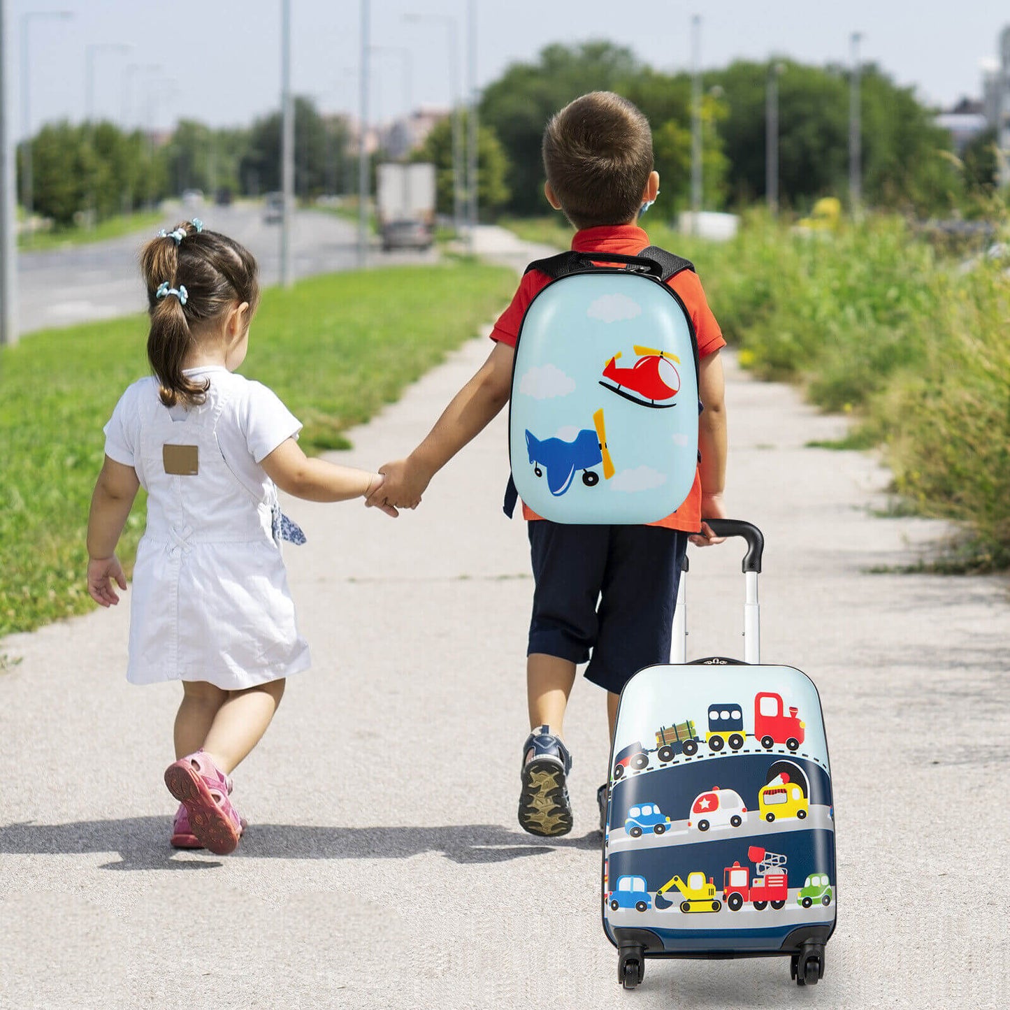 2 Pieces Kids Carry-on Luggage Set with 12 Inch Backpack, Blue Kids Luggage   at Gallery Canada