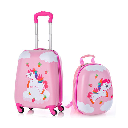 2 Pieces Kids Carry-on Luggage Set with 12 Inch Backpack, Multicolor Kids Luggage   at Gallery Canada