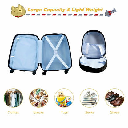 2 Pieces Kids Luggage Set 12 Inch Backpack and 16 Inch Rolling Suitcase, Black Kids Luggage   at Gallery Canada