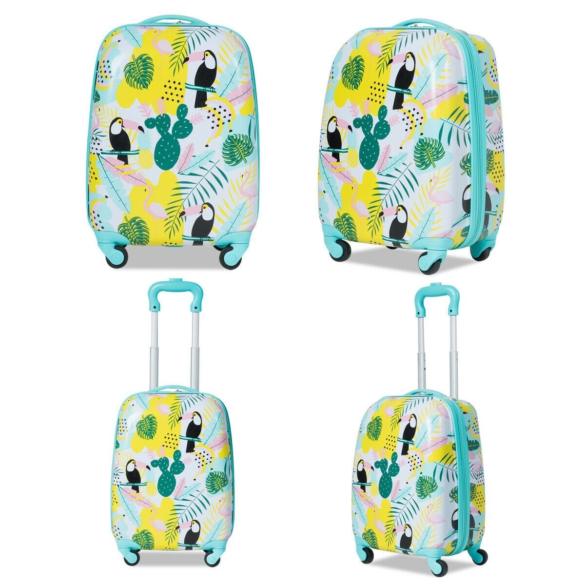 2 Pieces Kid's Luggage Set 12-inch Backpack and 16-inch Rolling Suitcase Travel, Multicolor Kids Luggage   at Gallery Canada