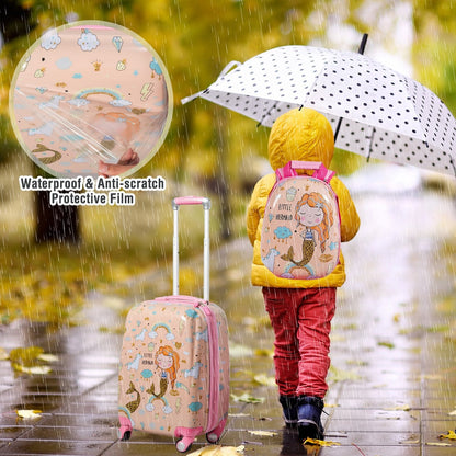 2 Pieces Kids Luggage Set Rolling Suitcase and Backpack, Pink Kids Luggage   at Gallery Canada