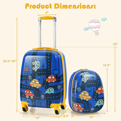 2 Pieces Kids Luggage Set with Backpack and Suitcase for Travel, Blue Kids Luggage   at Gallery Canada