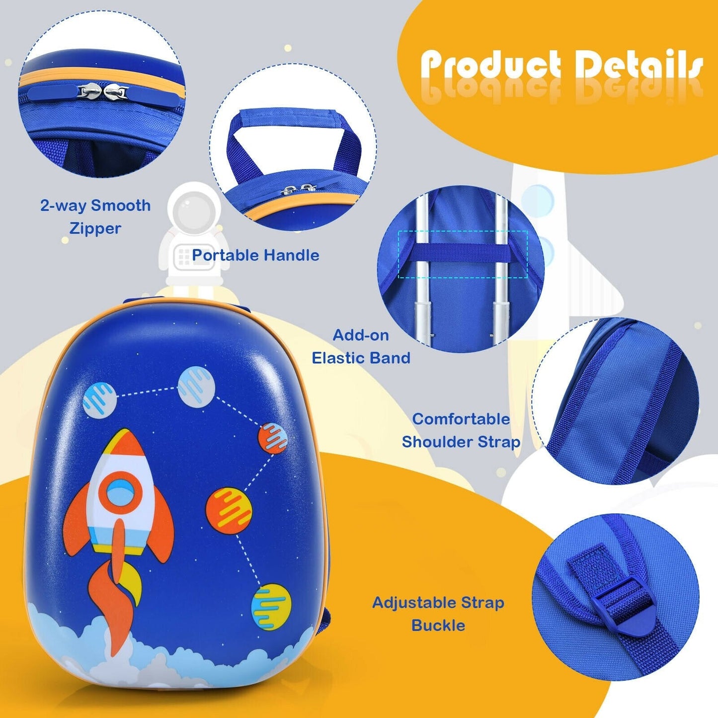 2 Pieces Kids Luggage Set with Backpack and Suitcase for Travel, Blue Kids Luggage   at Gallery Canada