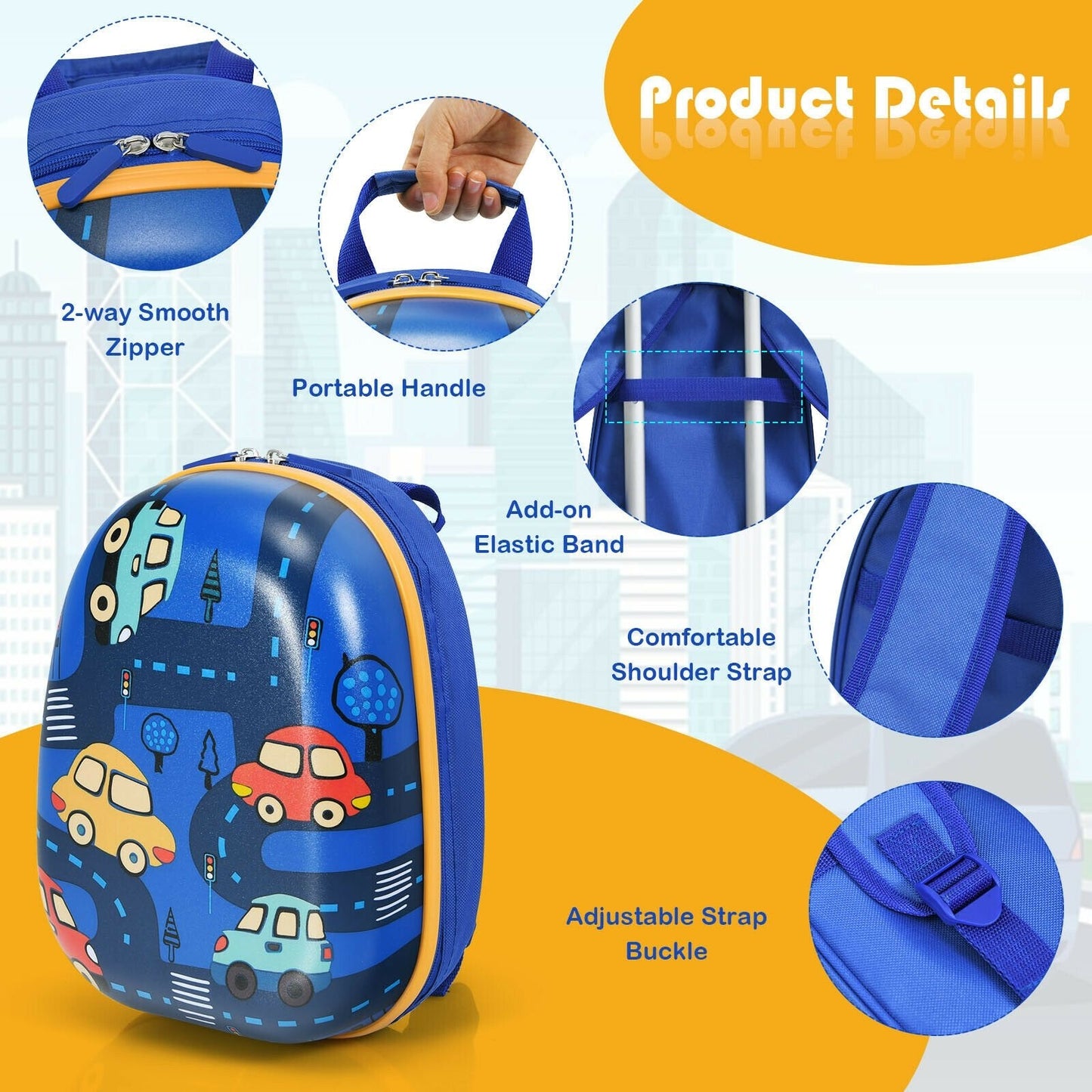 2 Pieces Kids Luggage Set with Backpack and Suitcase for Travel, Blue Kids Luggage   at Gallery Canada