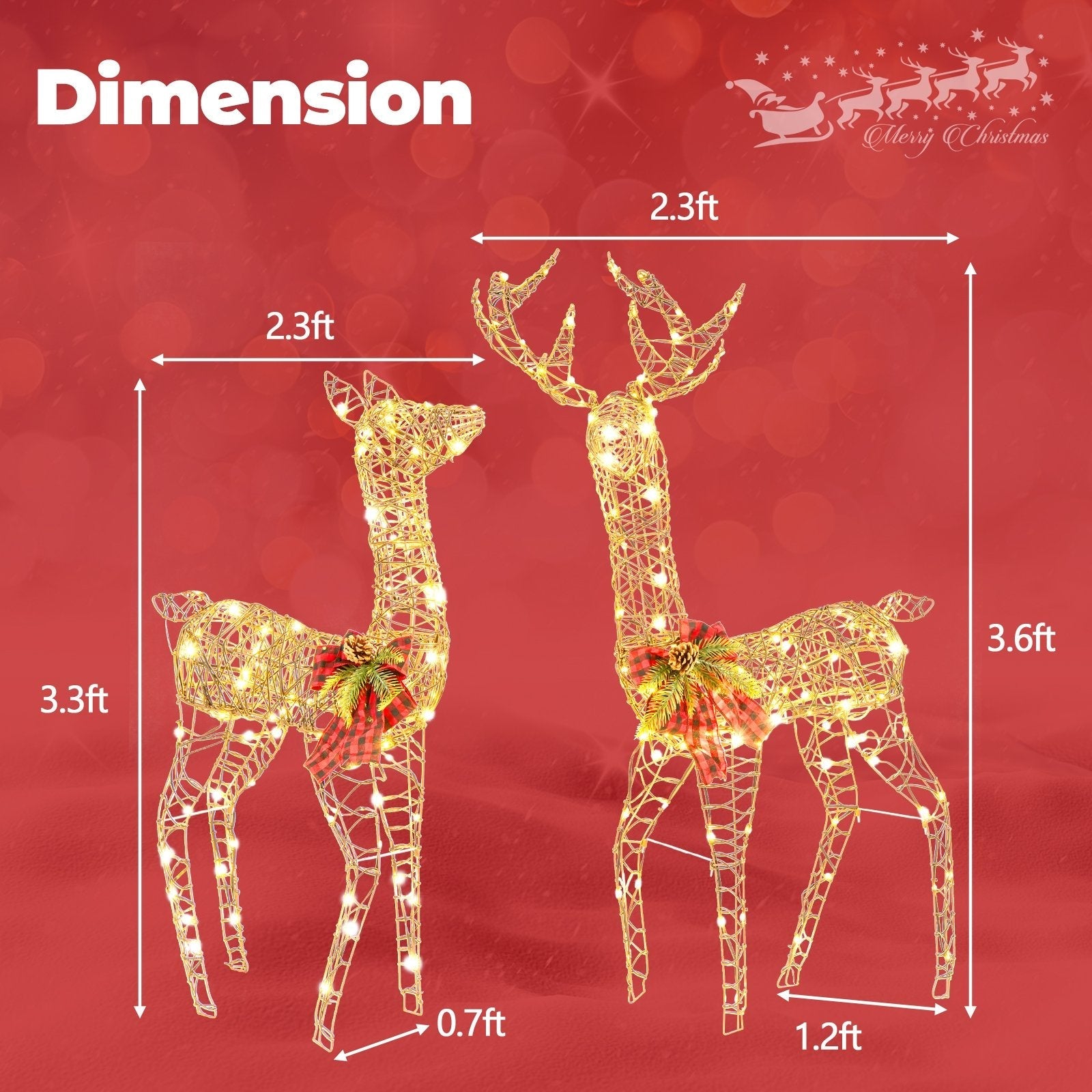 2 Pieces Lighted Reindeer Family with 200 LED Lights Christmas Decor & Accessories   at Gallery Canada