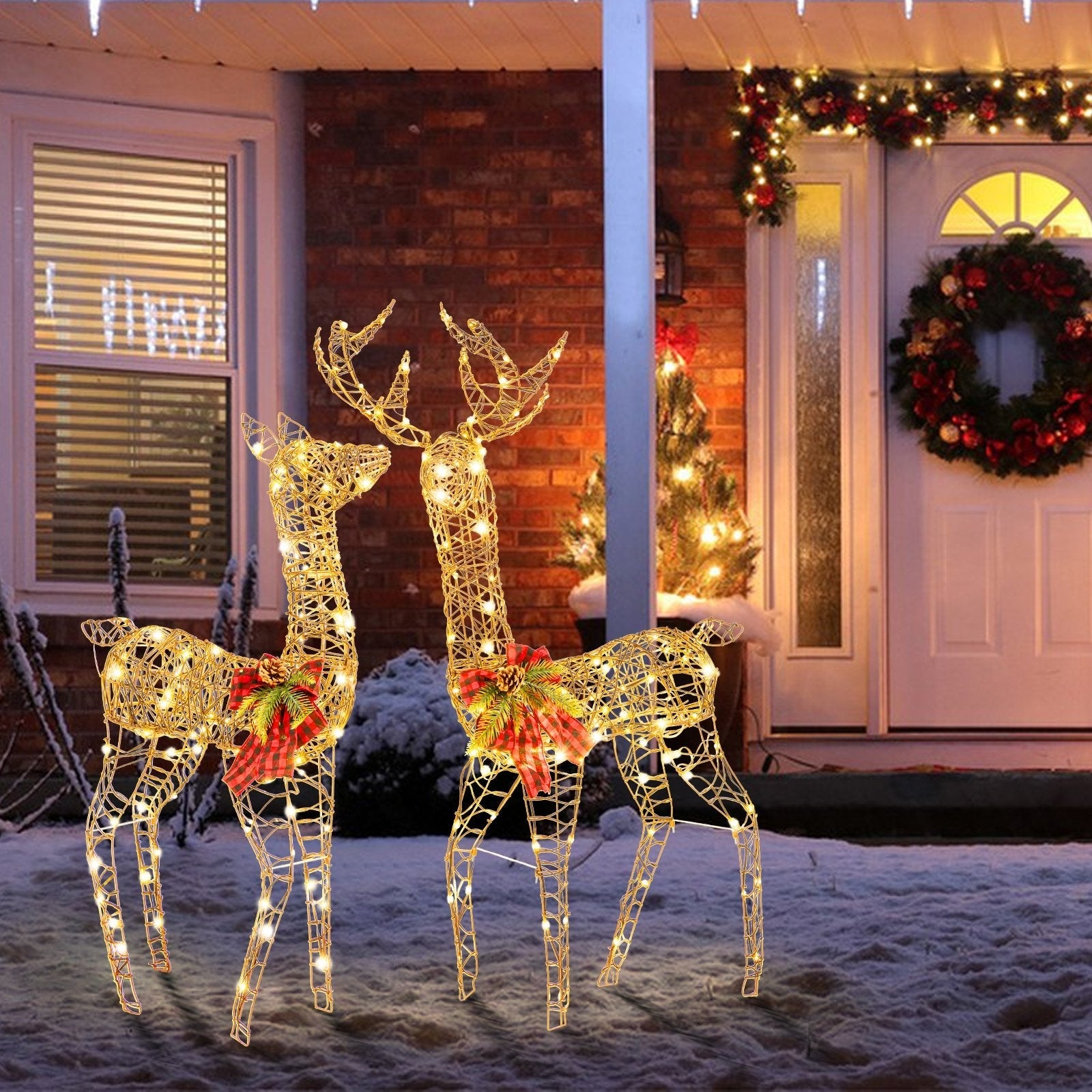 2 Pieces Lighted Reindeer Family with 200 LED Lights Christmas Decor & Accessories   at Gallery Canada