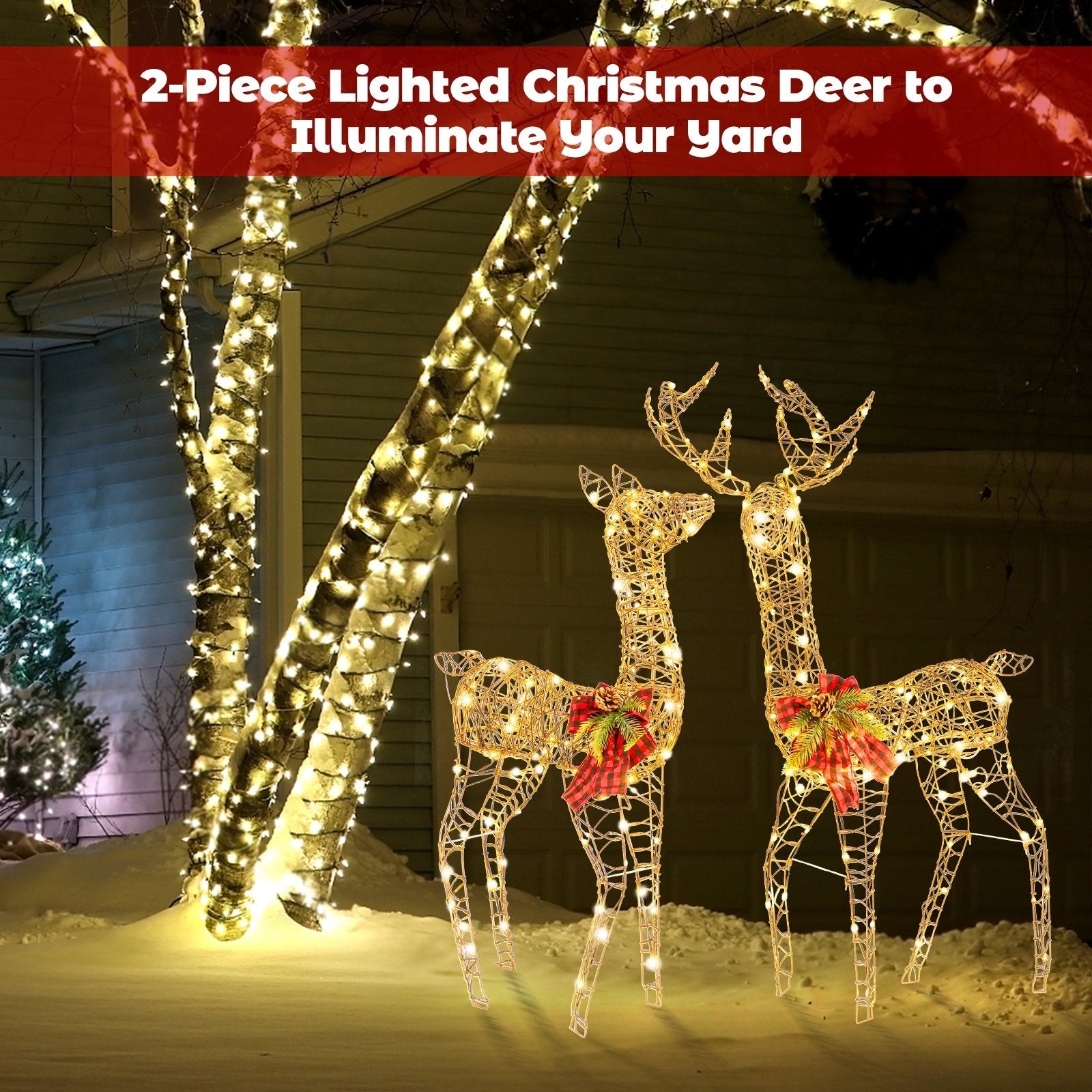 2 Pieces Lighted Reindeer Family with 200 LED Lights Christmas Decor & Accessories   at Gallery Canada