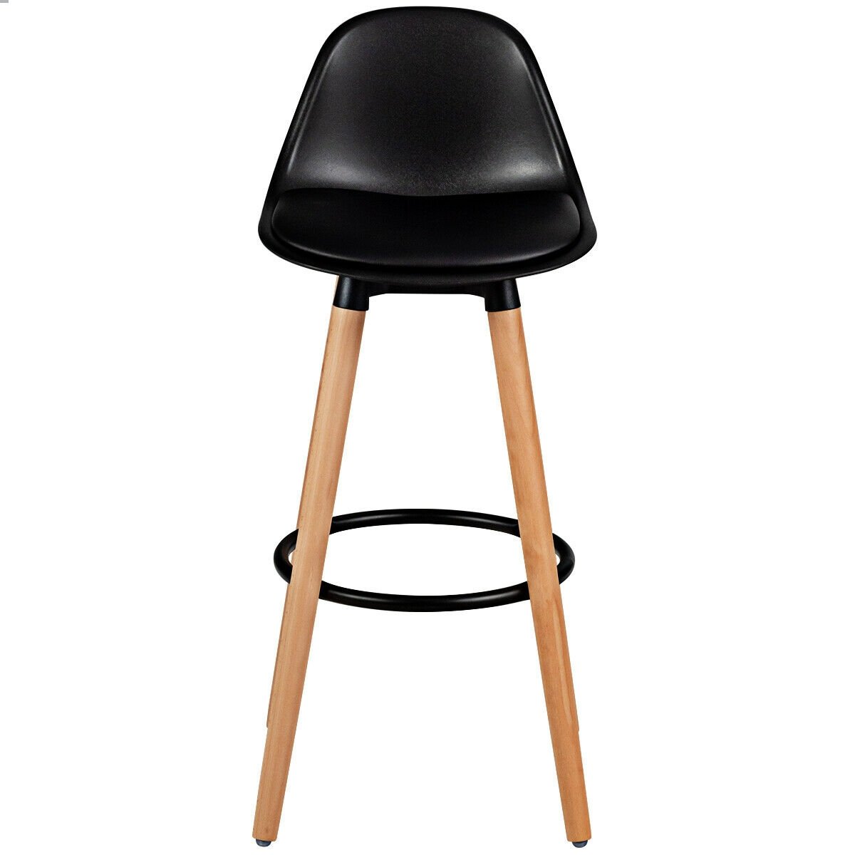 2 Pieces Mid Century Barstool 28.5 Inches Dining Pub Chair, Black Bar Stools   at Gallery Canada