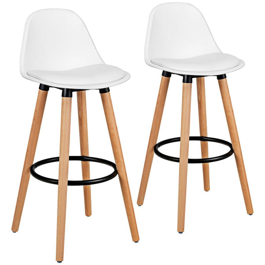 2 Pieces Mid Century Barstool 28.5 Inches Dining Pub Chair, White Bar Stools   at Gallery Canada