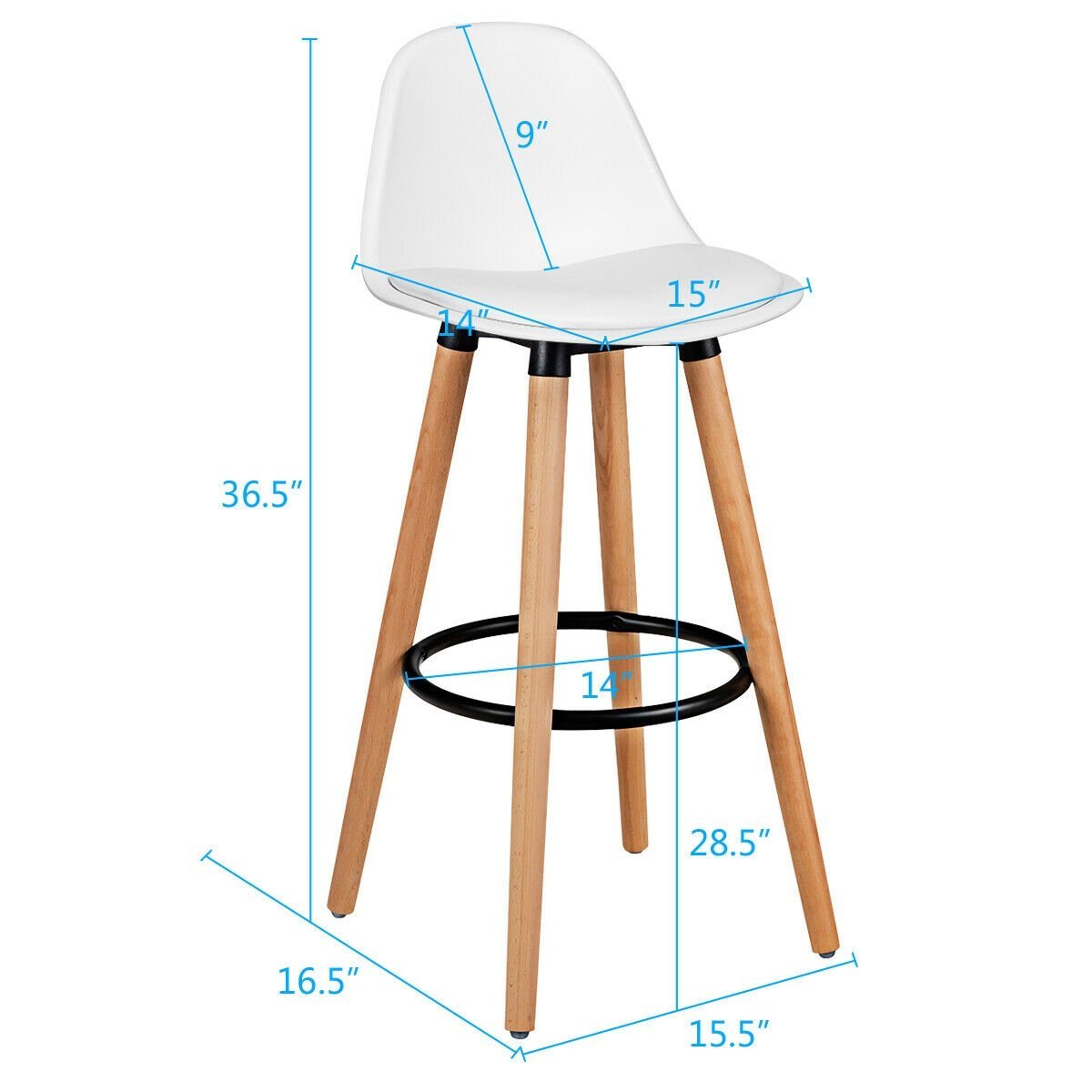 2 Pieces Mid Century Barstool 28.5 Inches Dining Pub Chair, White Bar Stools   at Gallery Canada