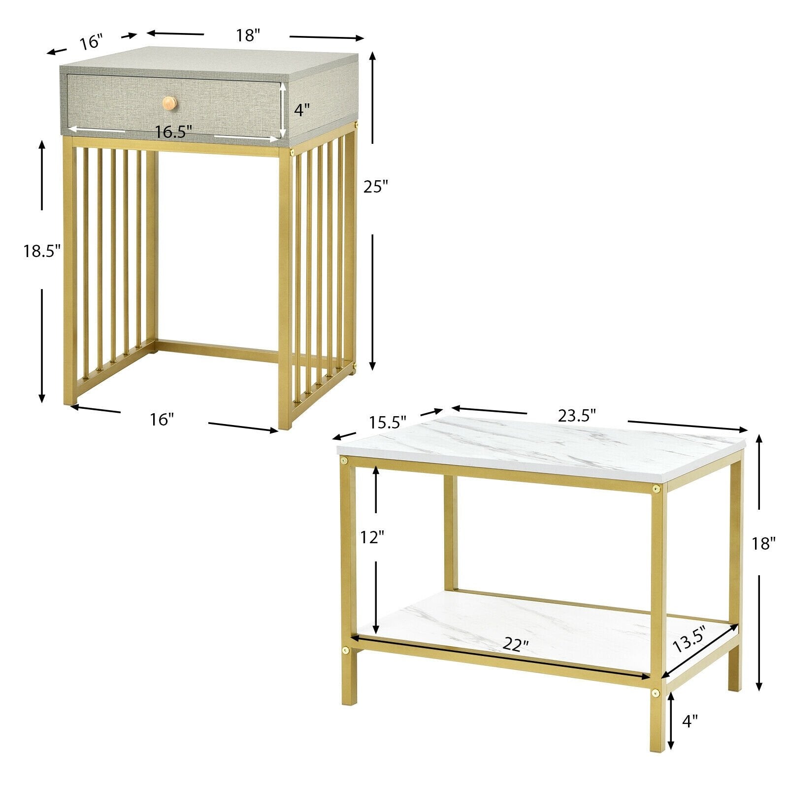 2 Pieces Modern Nesting Coffee Table Set with Drawer and Shelf, White Coffee Tables   at Gallery Canada