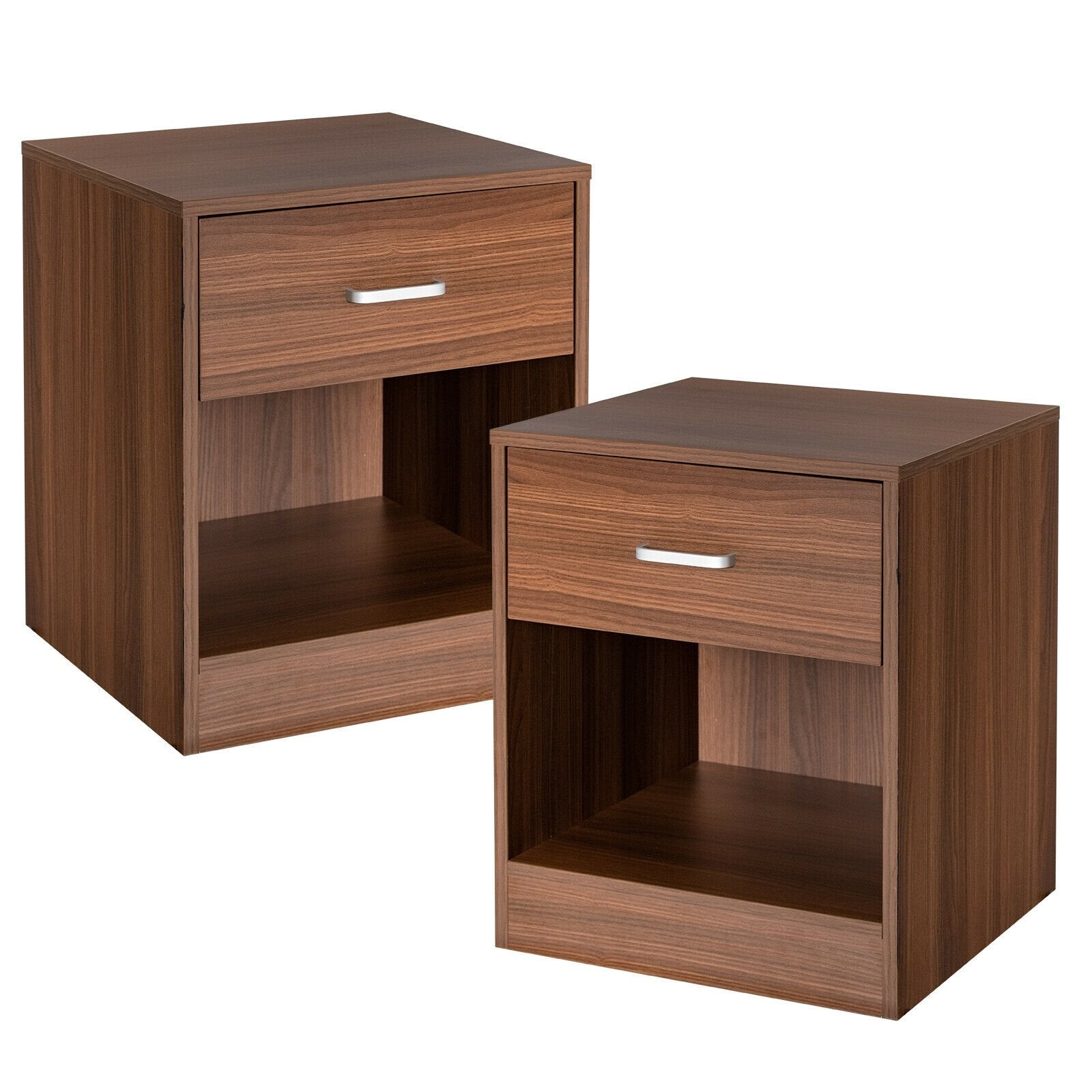 2 Pieces Nightstand with Storage Drawer and Cabinet, Brown Nightstands   at Gallery Canada