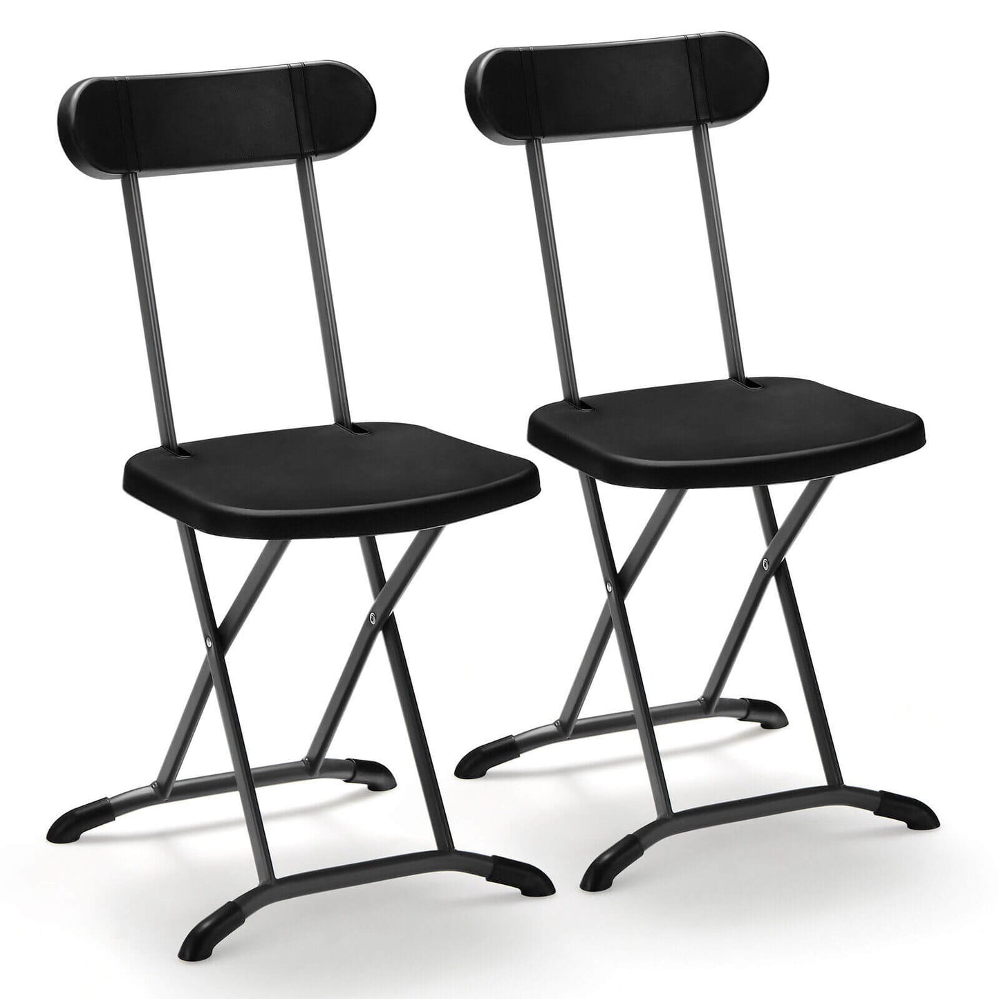 2 Pieces Outdoor Folding Chair Set with Sturdy Frame and Ergonomic Backrest, Black Patio Dining Chairs   at Gallery Canada