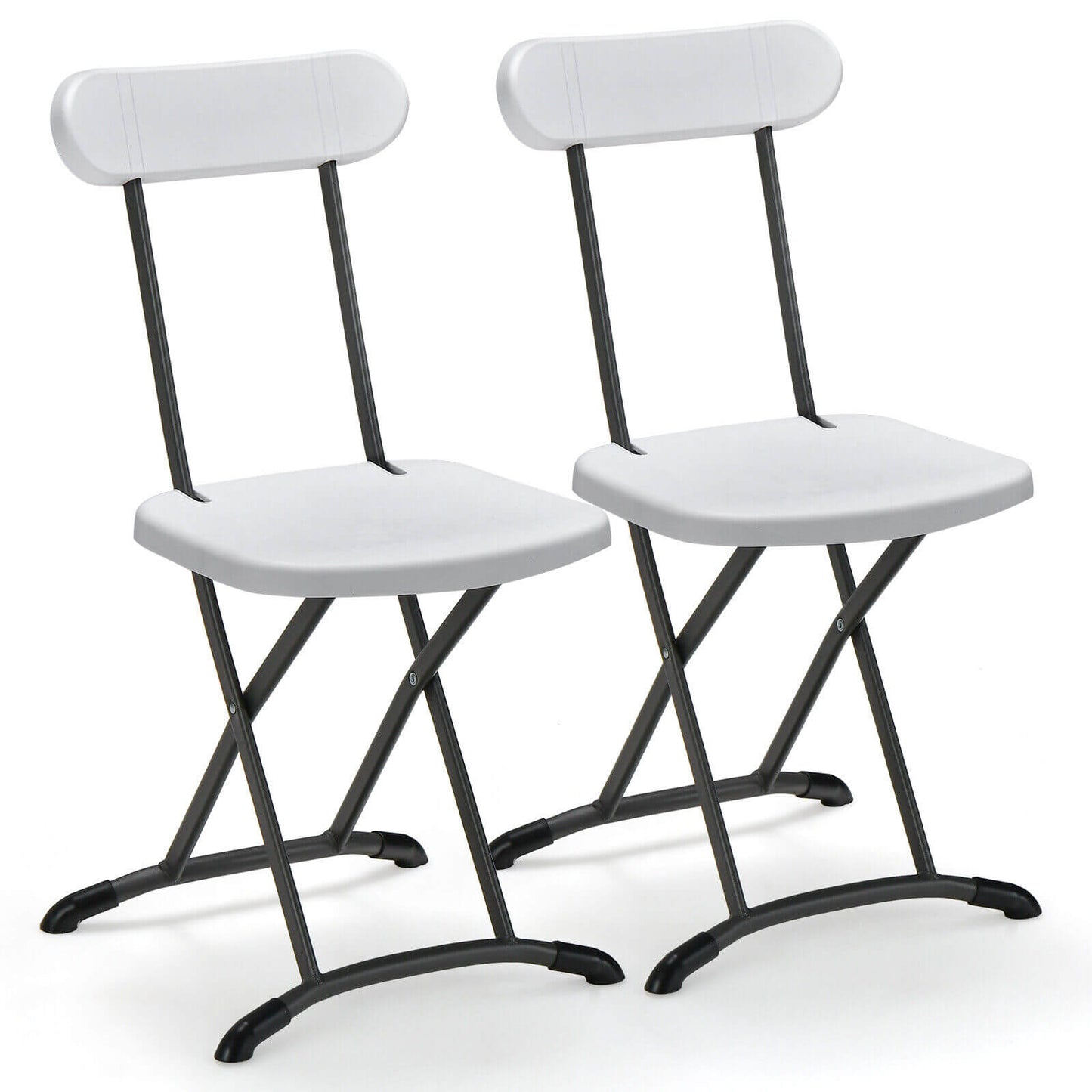 2 Pieces Outdoor Folding Chair Set with Sturdy Frame and Ergonomic Backrest, White Patio Dining Chairs   at Gallery Canada